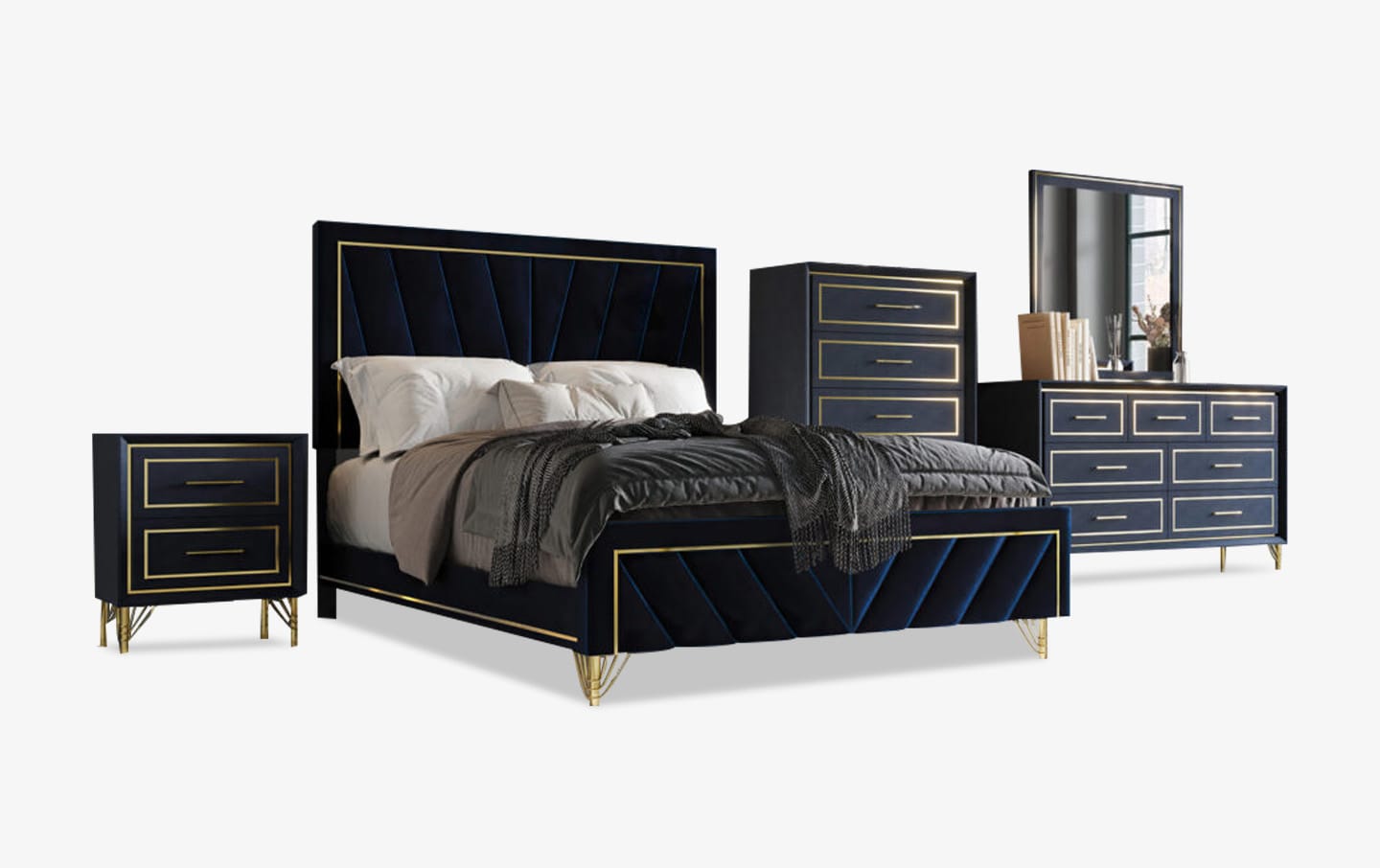 Giovanni Blue Bedroom Set - Jasons Furniture Outlet